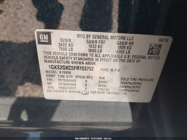 GMC Yukon Xl 1500 Sle 2015 1GKS2GKC5FR153792 Image 40