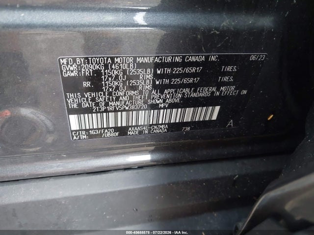 2T3P1RFV5PW383720 Toyota Rav4 Xle