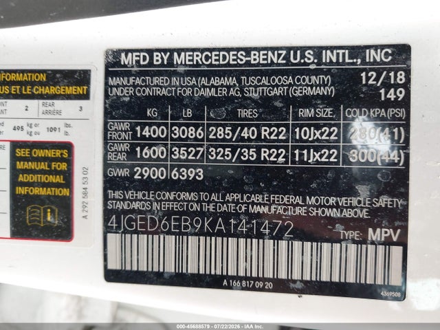 4JGED6EB9KA141472 Mercedes-Benz Amg Gle 43 Coupe 4matic