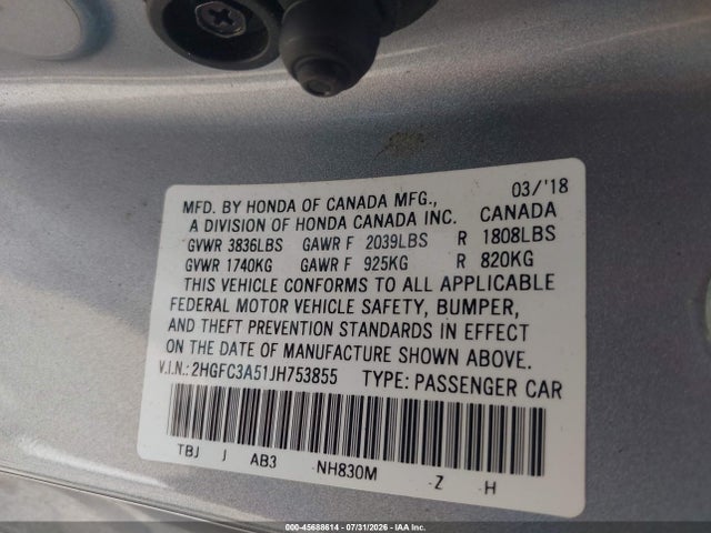 2HGFC3A51JH753855 Honda CIVIC SI