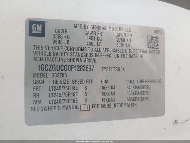 Chevrolet Express 3500 Work Van 2015 1GCZGUCG0F1283697 Image 9