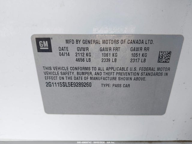 2G1115SL5E9289260 Chevrolet IMPALA 1LT