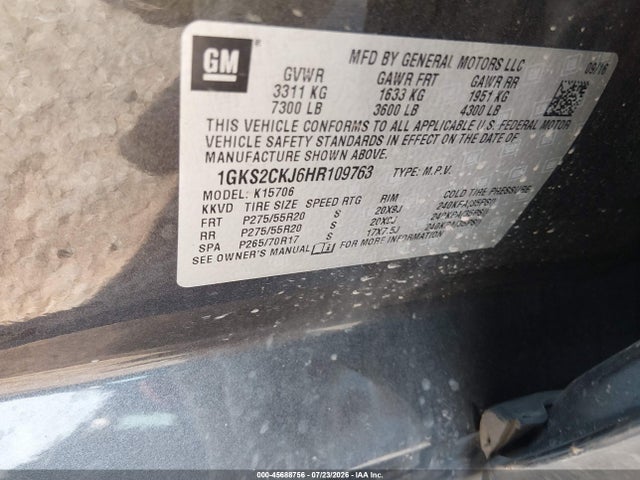 Продаж на аукціоні авто 2017 Gmc Yukon Denali, vin: 1GKS2CKJ6HR109763, номер лоту: 45688756