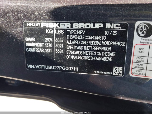 Fisker Ocean Ultra 2023 VCF1UBU27PG007111 Image 9