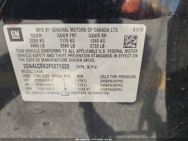 Chevrolet Equinox 2lt 2015 2GNALCEK2F6271320 Image 9