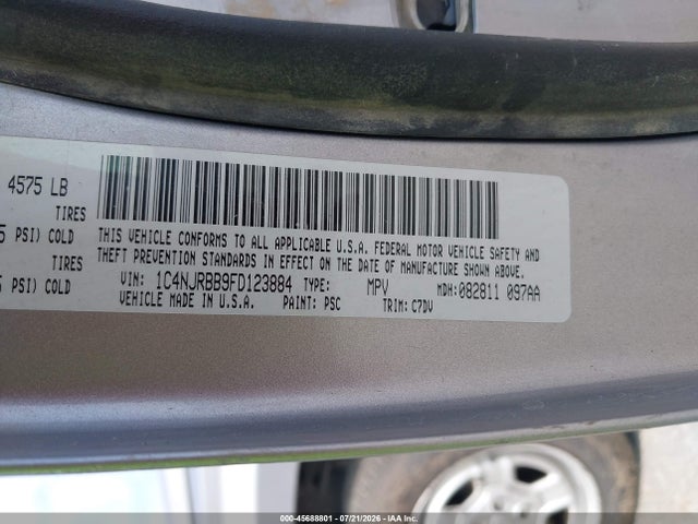Продажа на аукционе авто 2015 Jeep Patriot Sport, vin: 1C4NJRBB9FD123884, номер лота: 45688801