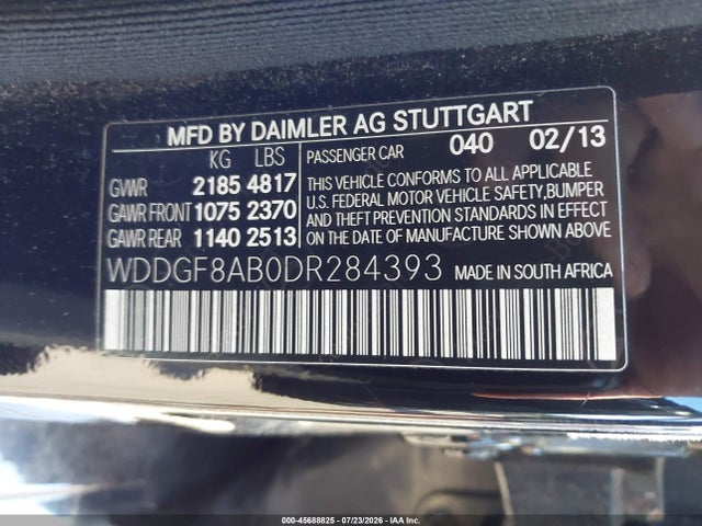 45688825 :رقم المزاد ، WDDGF8AB0DR284393 vin ، 2013 Mercedes-benz C 300 Sport 4matic مزاد بيع