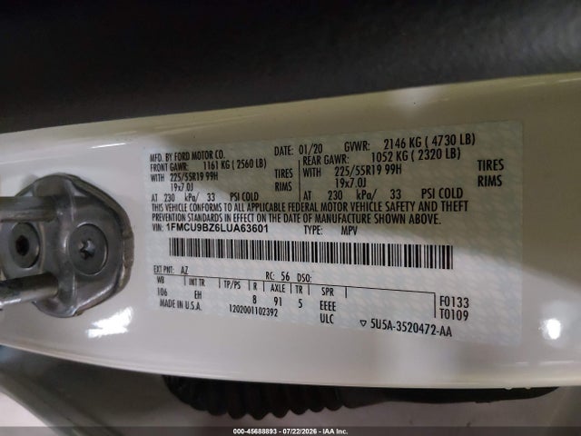 1FMCU9BZ6LUA63601 Ford Escape Se Sport Hybrid
