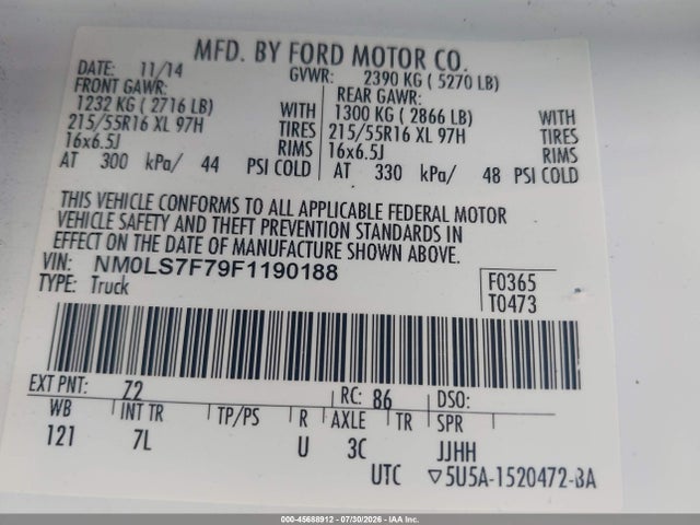 Ford Transit Connect Xlt 2015 NM0LS7F79F1190188 Image 9