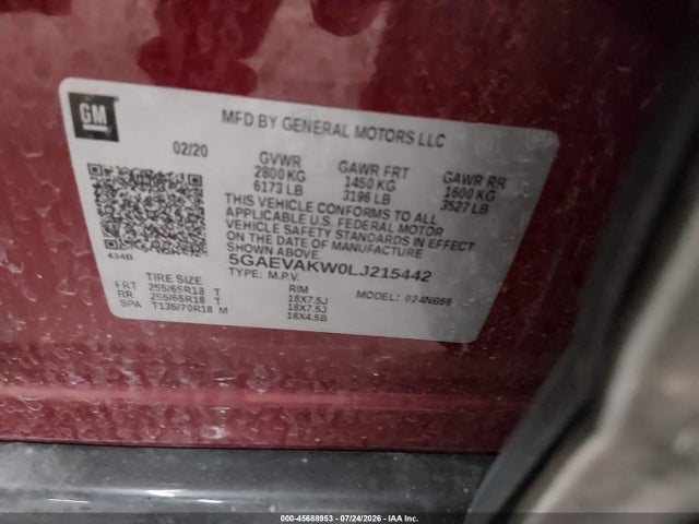 Aukcja sprzedaży 2020 Buick Enclave Awd Essence, vin: 5GAEVAKW0LJ215442, numer aukcji: 45688953