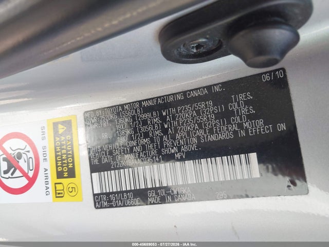 Aukcja sprzedaży 2010 Lexus Rx 350, vin: 2T2ZK1BA4AC035141, numer aukcji: 45689053