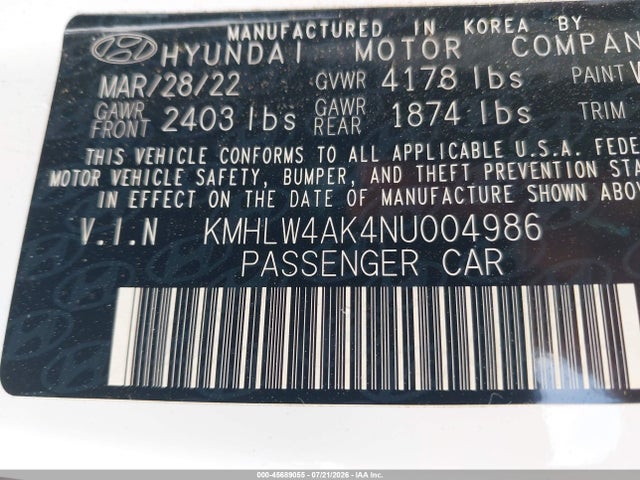 KMHLW4AK4NU004986 Hyundai ELANTRA N