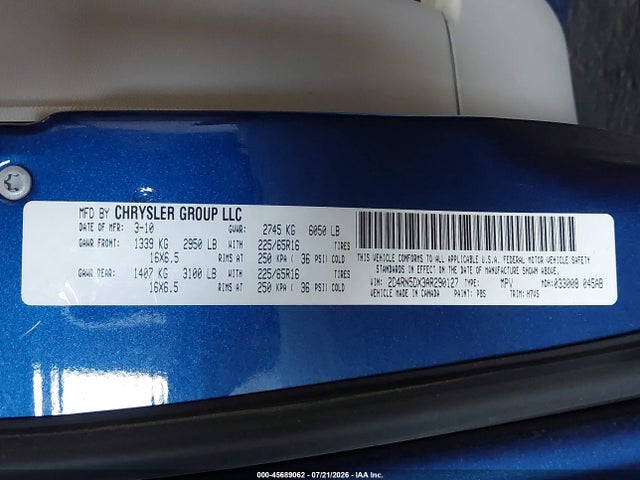 Продаж на аукціоні авто 2010 Dodge Grand Caravan Sxt, vin: 2D4RN5DX3AR290127, номер лоту: 45689062