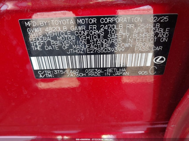 JTHGZ1E27S5039399 Lexus Is 350 F Sport