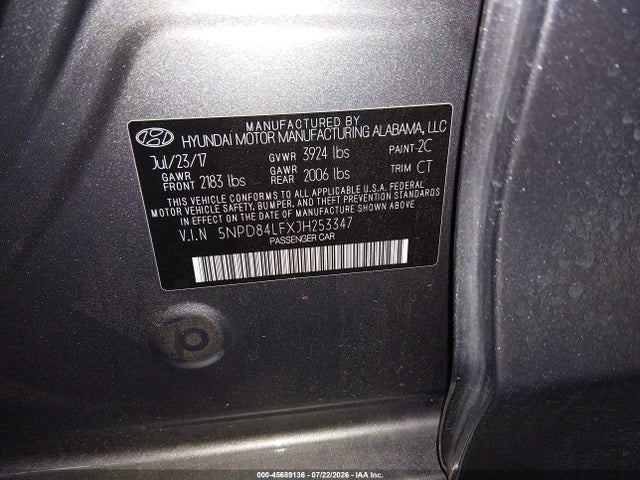 Hyundai Elantra Value Edition 2018 5NPD84LFXJH253347 Image 9