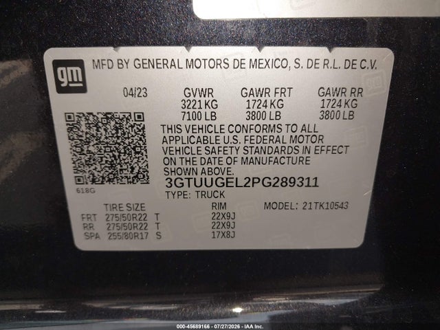 Aukcja sprzedaży 2023 Gmc Sierra 1500 4wd  Short Box Denali, vin: 3GTUUGEL2PG289311, numer aukcji: 45689166