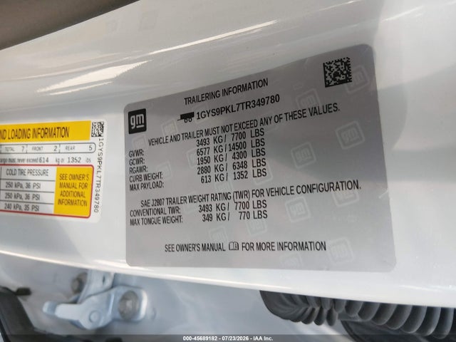 Продаж на аукціоні авто 2026 Cadillac Escalade Esv Sport, vin: 1GYS9PKL7TR349780, номер лоту: 45689182