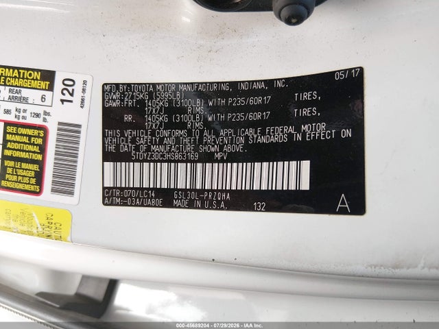 Toyota Sienna Xle 8 Passenger 2017 5TDYZ3DC3HS863169 Image 9