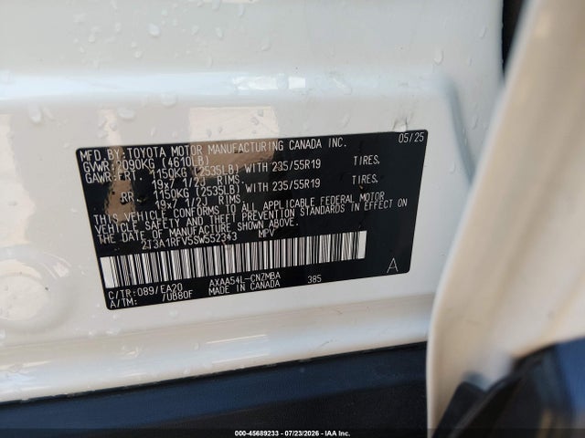 Продаж на аукціоні авто 2025 Toyota Rav4 Xle Premium, vin: 2T3A1RFV5SW552343, номер лоту: 45689233
