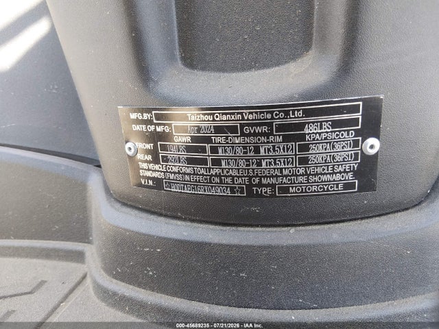 Fend Tank 200 Motorcycle 2024 HODTAEG16RX049034 Image 10