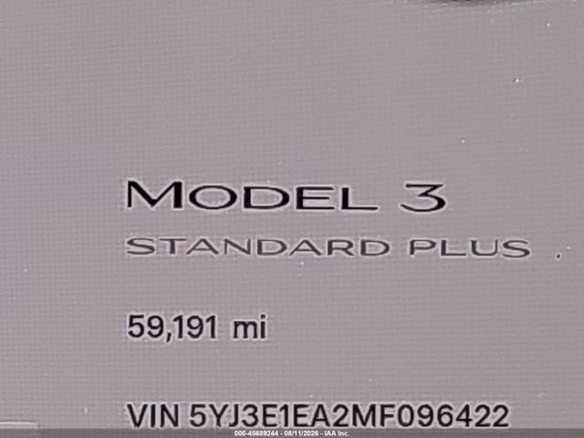 45689244 :رقم المزاد ، 5YJ3E1EA2MF096422 vin ، 2021 Tesla Model 3 Standard Range Plus Rear-wheel Drive مزاد بيع