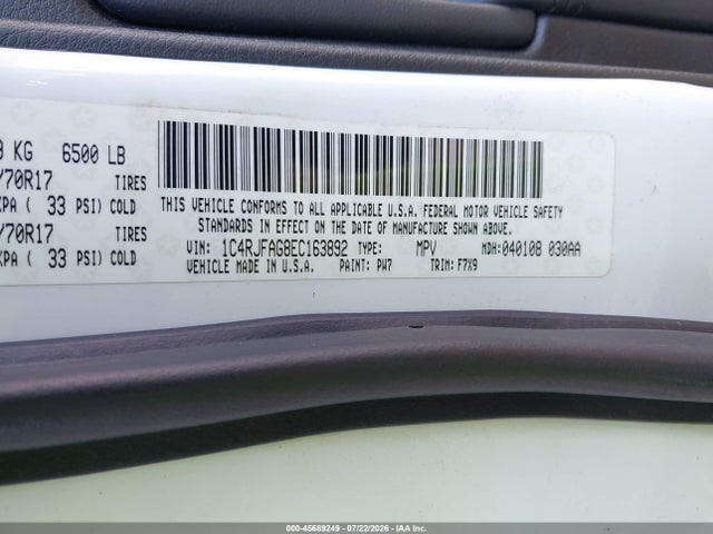 45689249 :رقم المزاد ، 1C4RJFAG8EC163892 vin ، 2014 Jeep Grand Cherokee Laredo مزاد بيع