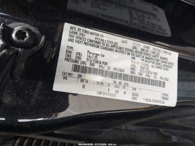 Ford FOCUS SE 2014 1FADP3F28EL206850 Image 9