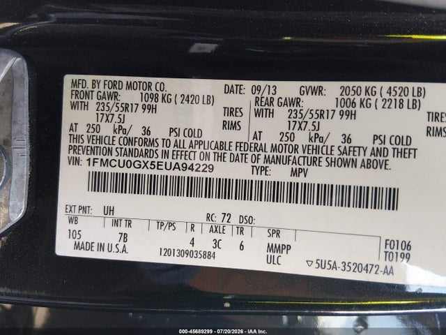 Ford ESCAPE SE 2014 1FMCU0GX5EUA94229 Image 9