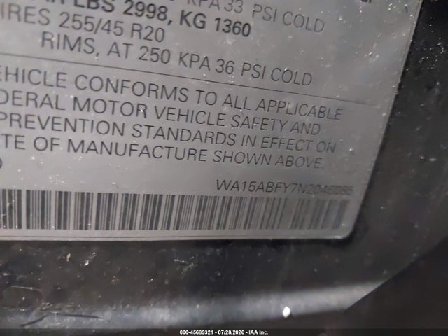 Продаж на аукціоні авто 2022 Audi Q5 Sportback Premium Plus 45 Tfsi S Line Quattro S Tronic, vin: WA15ABFY7N2046085, номер лоту: 45689321