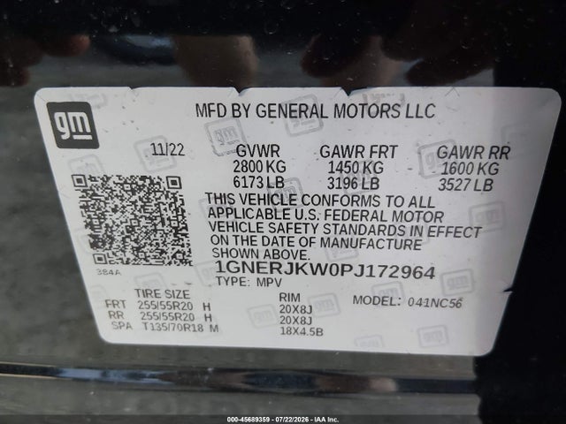 Продажа на аукционе авто 2023 Chevrolet Traverse Fwd Rs, vin: 1GNERJKW0PJ172964, номер лота: 45689359