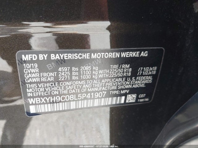 2020 Bmw X2 Sdrive28i მანქანა იყიდება აუქციონზე, vin: WBXYH9C08L5P41907, აუქციონის ნომერი: 45689387