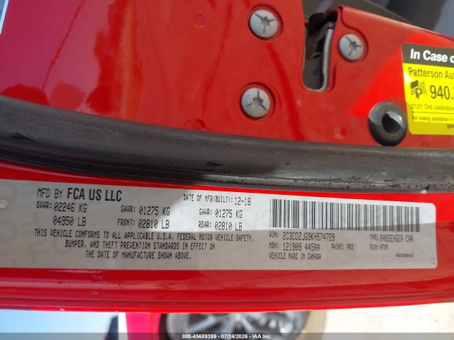 45689399 :رقم المزاد ، 2C3CDZJG9KH574729 vin ، 2019 Dodge Challenger Gt مزاد بيع