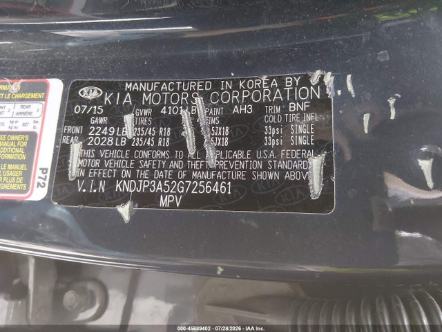 KIA SOUL + 2016 KNDJP3A52G7256461 Image 9