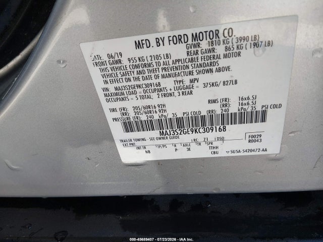 Ford Ecosport Se 2019 MAJ3S2GE9KC309168 Image 9