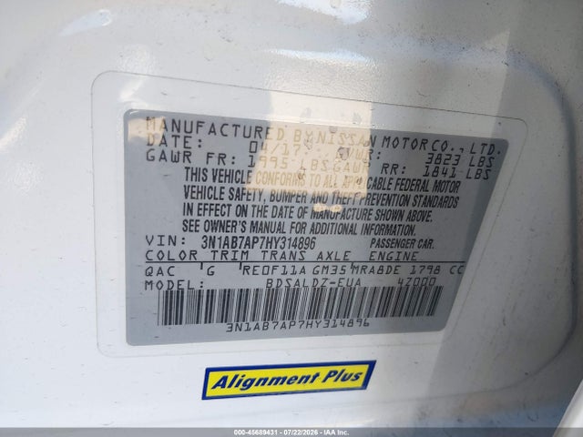 Nissan SENTRA SV 2017 3N1AB7AP7HY314896 Image 9