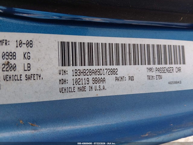 Aukcja sprzedaży 2009 Dodge Caliber Se, vin: 1B3HB28A09D172882, numer aukcji: 45689490