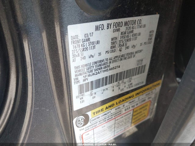 Ford Expedition El Limited 2017 1FMJK2AT1HEA65274 Image 9