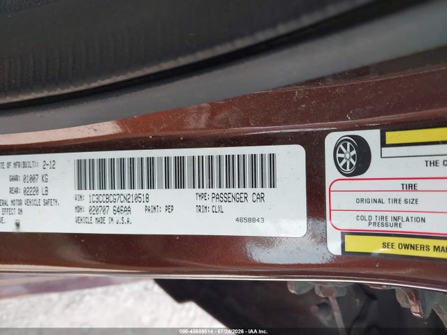Aukcja sprzedaży 2012 Chrysler 200 Limited, vin: 1C3CCBCG7CN210518, numer aukcji: 45689514