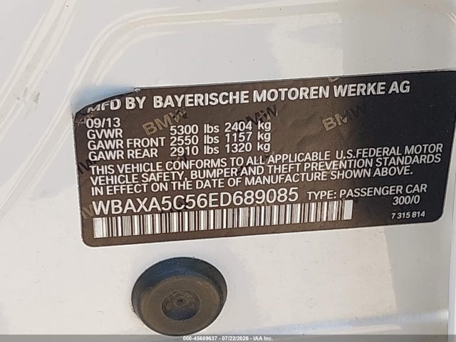 Продаж на аукціоні авто 2014 Bmw 535d, vin: WBAXA5C56ED689085, номер лоту: 45689637