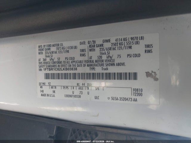 Ford Transit-250 2020 1FTBR1C82LKB03838 Image 9