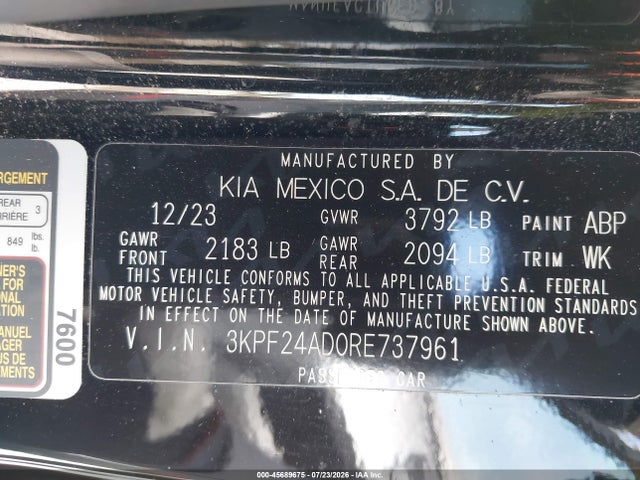3KPF24AD0RE737961 KIA FORTE LX