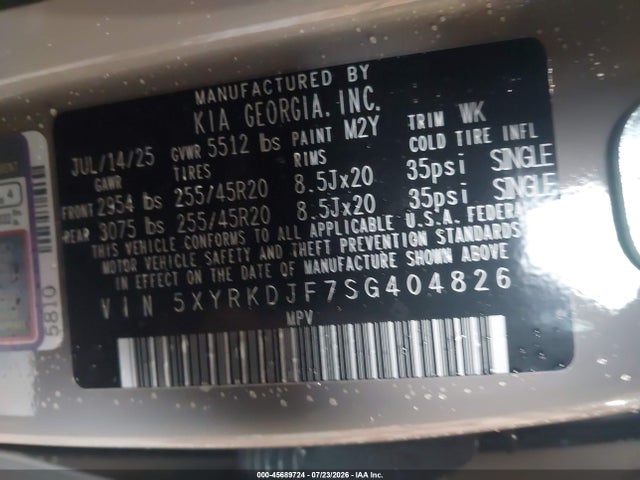 Продаж на аукціоні авто 2025 Kia Sorento X-line Sx Prestige, vin: 5XYRKDJF7SG404826, номер лоту: 45689724