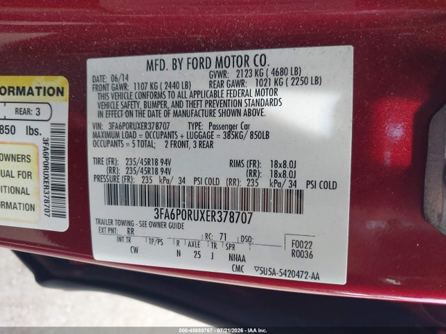 Ford Fusion Hybrid Titanium 2014 3FA6P0RUXER378707 Image 9