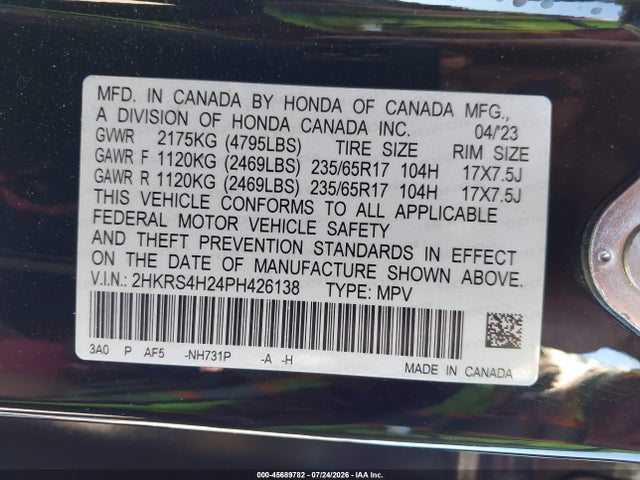 Honda Cr-v Lx Awd 2023 2HKRS4H24PH426138 Image 9