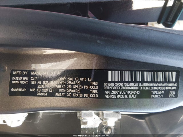 Maserati LEVANTE S 2017 ZN661YUS7HX246143 Image 9
