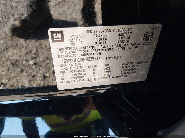 Aukcja sprzedaży 2017 Cadillac Escalade Esv Luxury, vin: 1GYS3HKJ9HR235647, numer aukcji: 45689908
