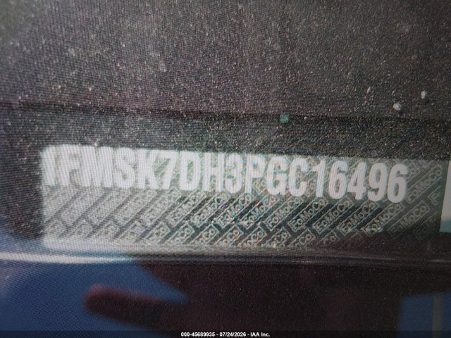45689935 :رقم المزاد ، 1FMSK7DH3PGC16496 vin ، 2023 Ford Explorer Xlt مزاد بيع