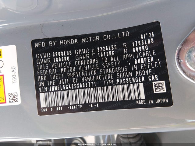 Продаж на аукціоні авто 2025 Honda Civic Type R, vin: JHMFL5G42SX006771, номер лоту: 45689986