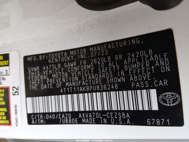 4T1T11AK8PU836248 Toyota CAMRY SE