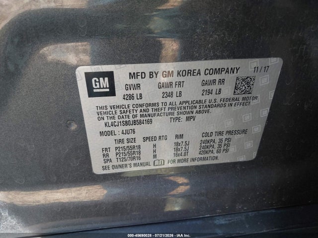 KL4CJ1SB0JB584169 Buick Encore Sport Touring